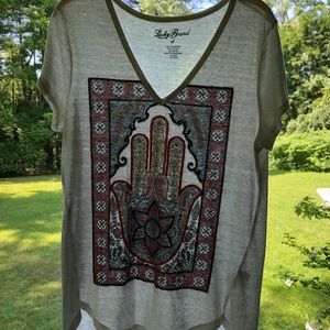 Lucky Brand hamsa T, sz XL